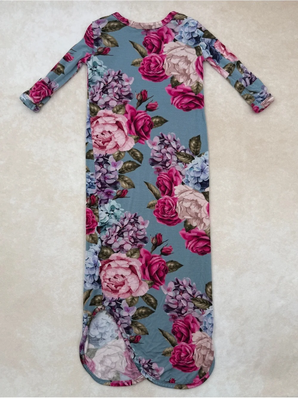 Posh Peanut Blue Floral Sleep Sack with Pink Roses